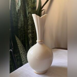 Vintage Lenox Porcelain Bud Vase Cream Beige off White w Gold Accents